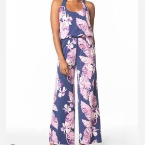 Tori Richards Floral Halter Jumpsuit Size Medium